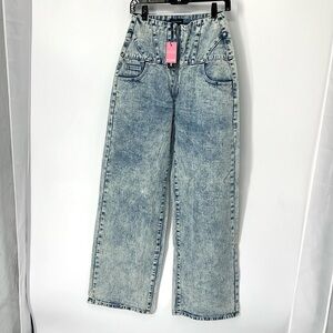 Pretty little thing NWT corset acid wash jeans 0
